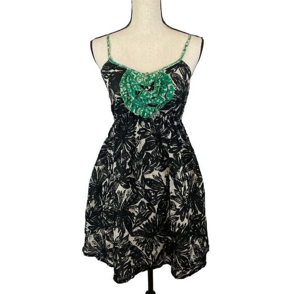 ANTHROPOLOGIE WE LOVE VERA BLACK FLORAL STAMP ART DRESS SUNDRESS SIZE 0 - Picture 2 of 11